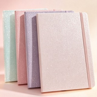 Caderno de bolso Glitter A5 com bloco de notas elástico para escritório 7518