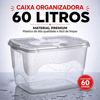 Caixa Organizadora 60 Litros G Transparente Com Tampa