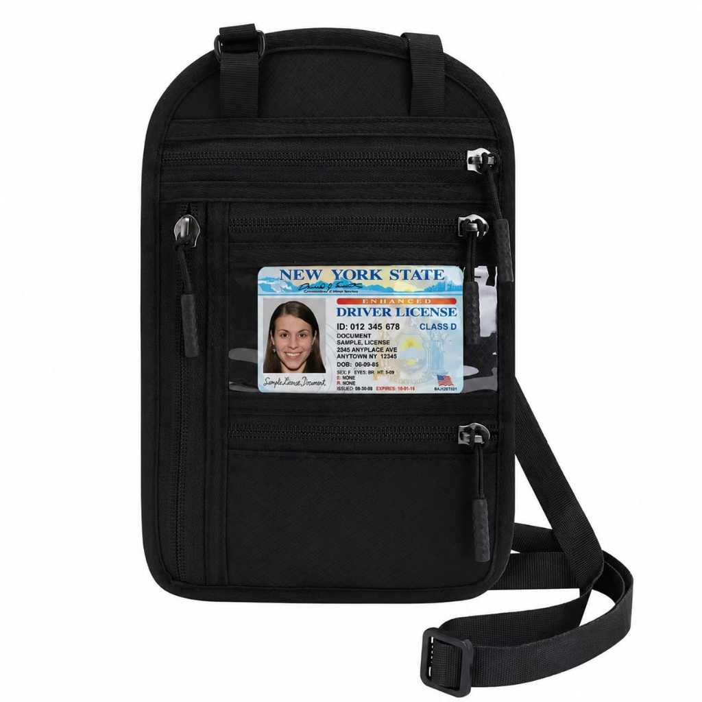 Imagem Porta Passaporte e Documentos de Viagem Multifuncional com Alça Ajustável - 8695