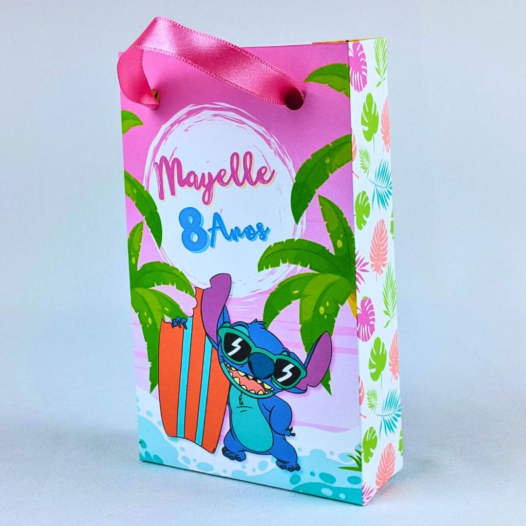 Kit 10 a 50 Sacolinhas Personalizada Lembrancinha Stitch Papel Offset 180g Com Alça