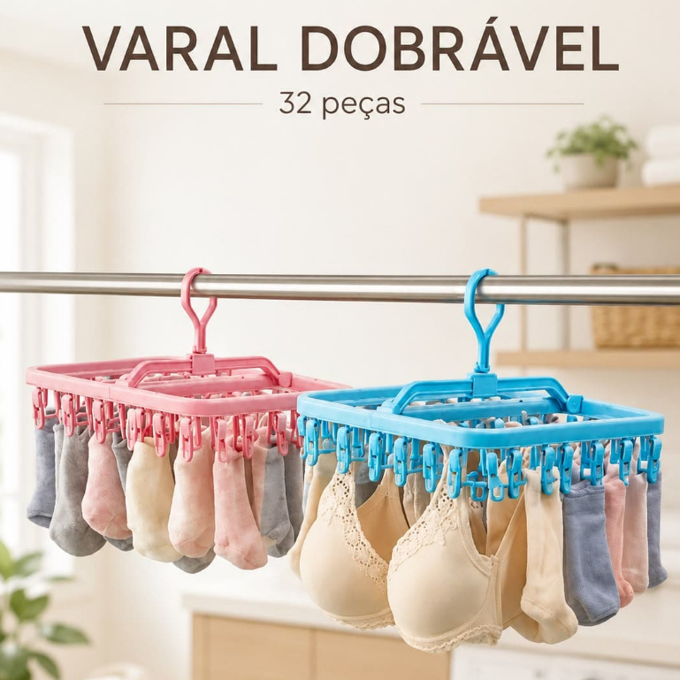 Varal multiuso, dobrável, roupa íntima, calcinha, cueca, sutiã, biquíni e meias. 36 prendedores