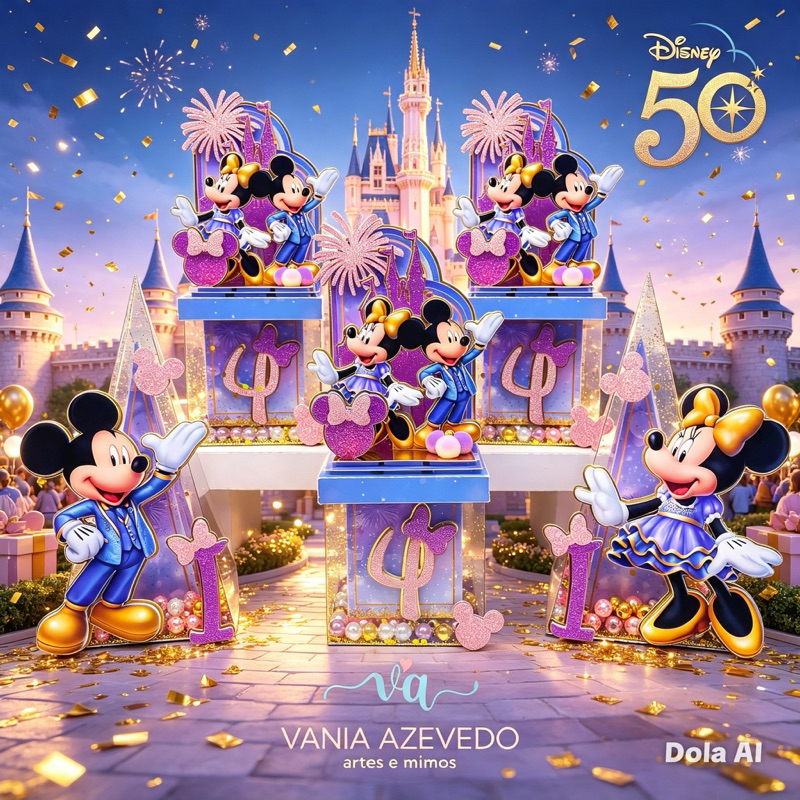 Kit Festa Luxo Disney 50 Anos Personalizados I Lembrancinhas I Festas I Caixinhas I Aniversários I Cofrinho I Milk