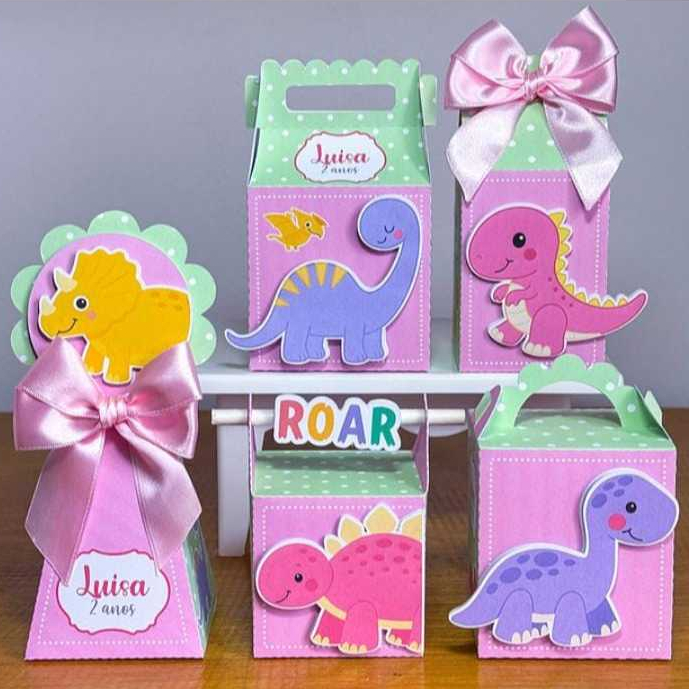 Kit Festa Dinossauro menina para Lembrancinhas Decoração Festa Infantil