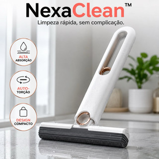 Mini Mop Retrátil NexaClean™ Auto Torção Multiuso Esponja Super Absorvente Limpeza de Vidros Pia Bancada Cozinha Carro