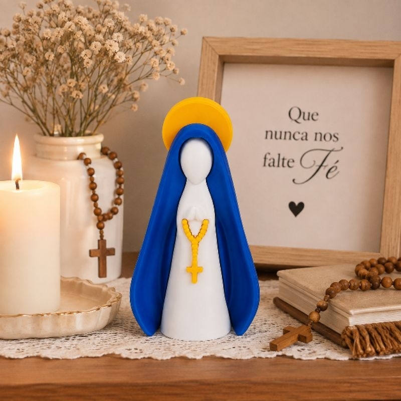 Santinha Decorativa Nossa Senhora Impressão 3D Decoração Religiosa Presente de Fé Católica