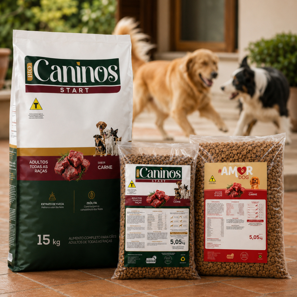 Ração Cachorro 15kg Caninos Start Adulto Todas as Raças Sabor Carne