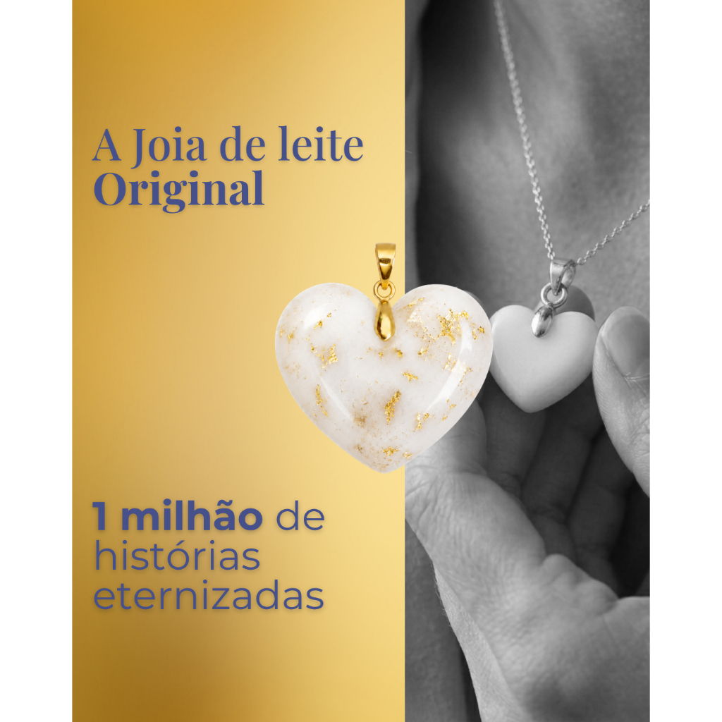 Pingente de Leite Materno Lackto com Folhas Douradas | Nova Mãe | Faça Você Mesma | Kit para Fazer Joia | Amor de Leite
