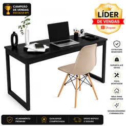 Mesa Escritório Industrial Reforçado Ferro Homeoffice 150x60 e Cadeira Pés Palito