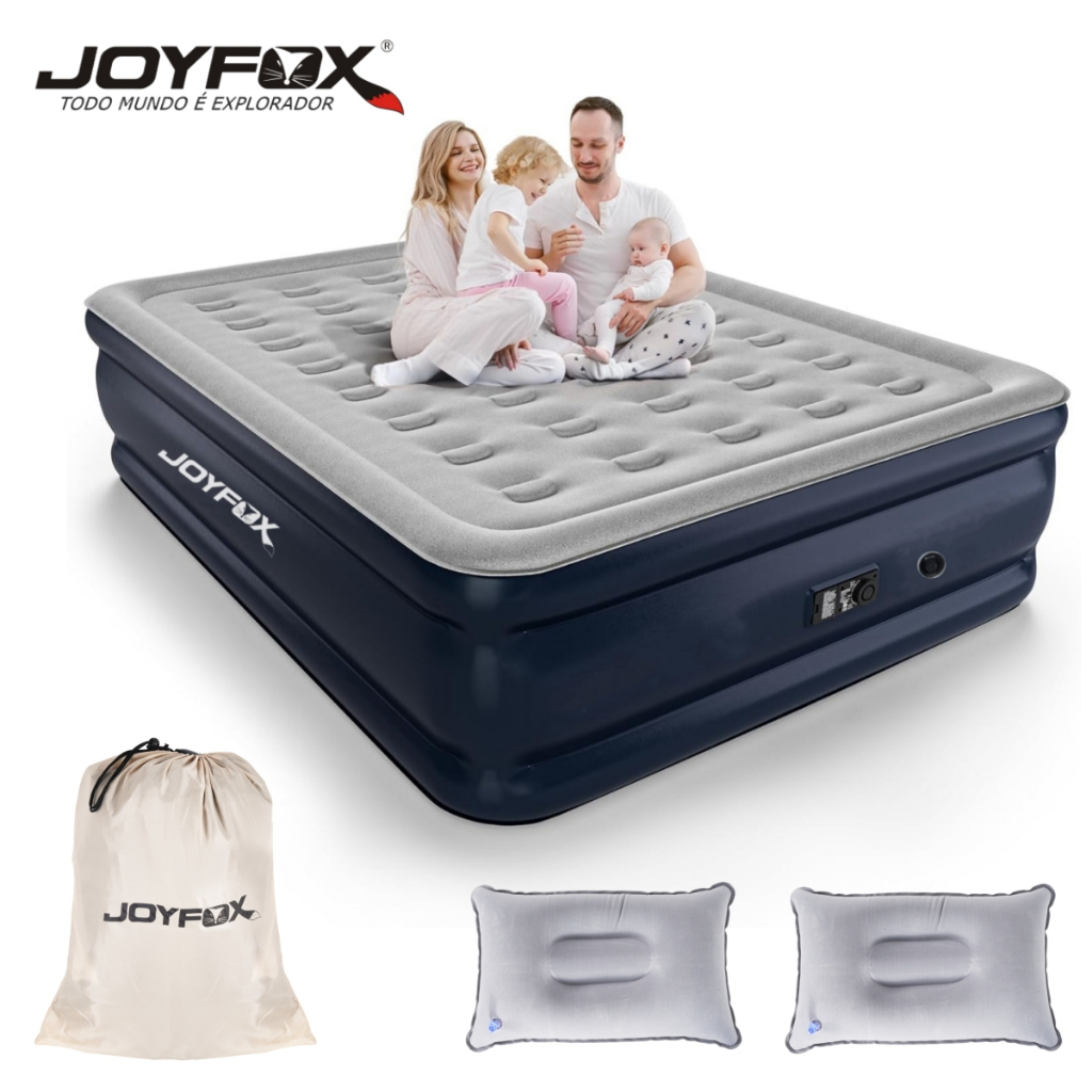 JOYFOX Colchão Inflável Casal Elétrico 203*154*44cm com Travesseiros Cama Inflável Queen Size 127V 220V