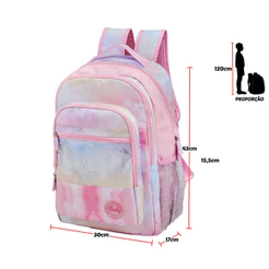 Mochila de Costas Infantil Menina Escolar Alças Acolchoadas Reforçada Durável Colorida