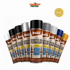 Tinta Spray Direto na Ferrugem Brasilux 400ml Metais Anticorrosivo Várias Cores