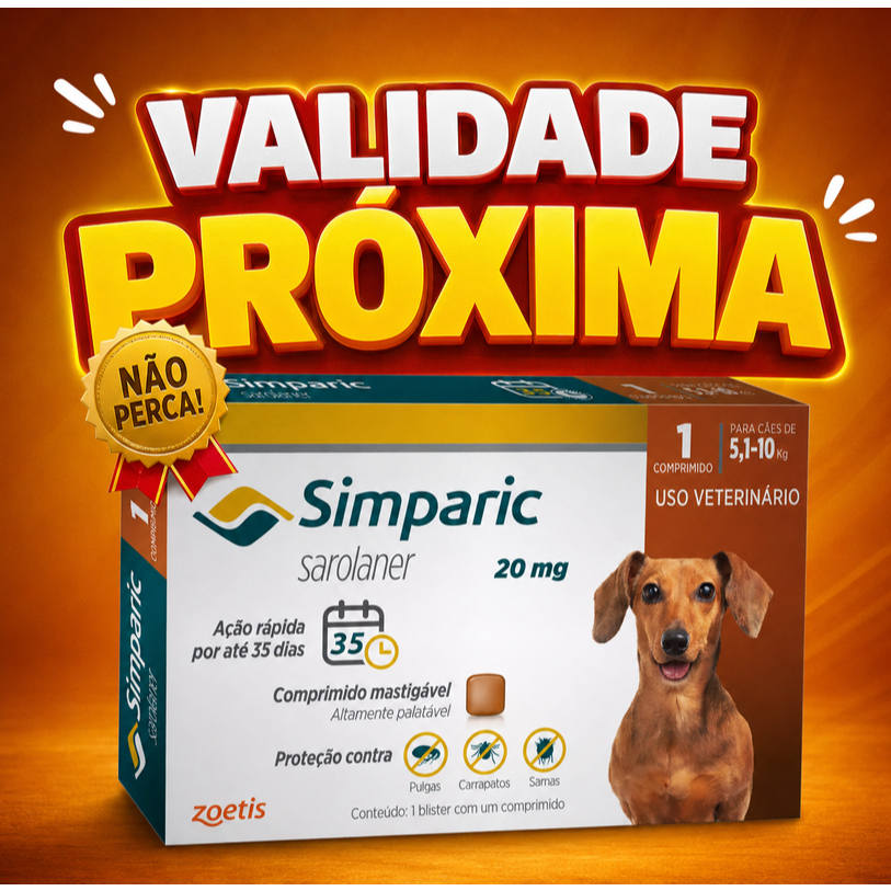 Simparic Antipulgas e Carrapatos para Cães 5,1 a 10kg