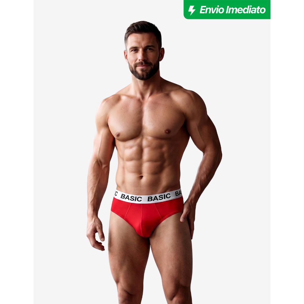 Kit 12 Cuecas Slip Masculina Algodão P ao GG Adulto Dia a Dia Confortável Basic Atacado