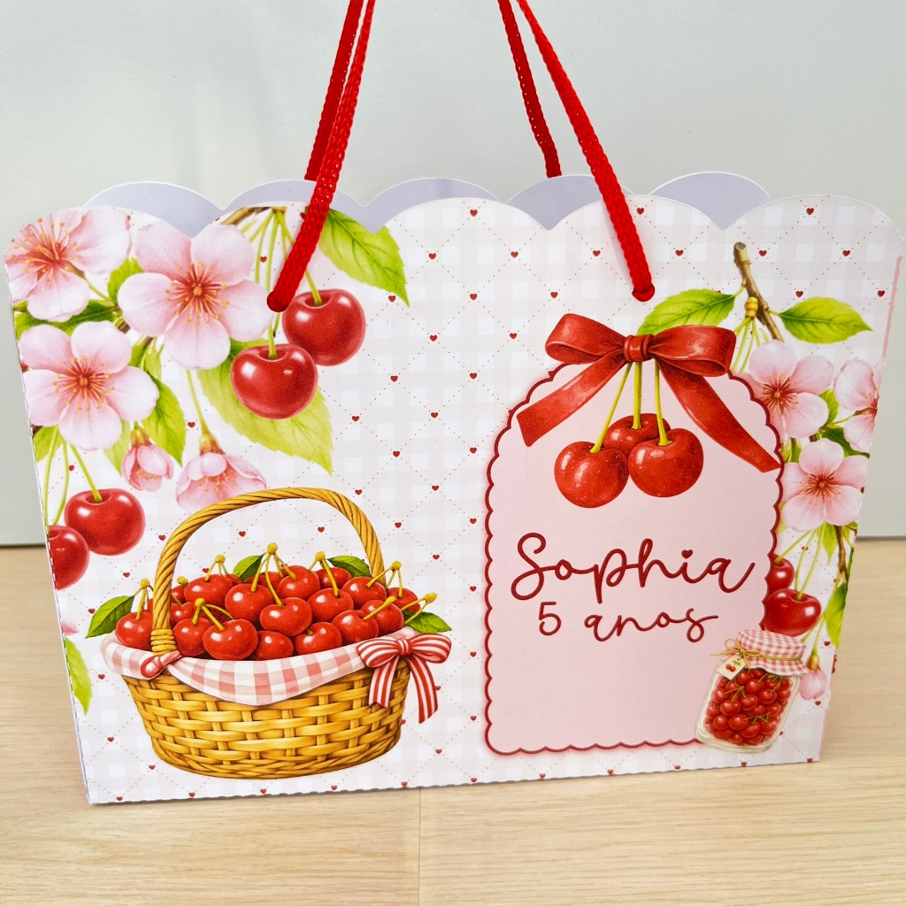 Sacolinhas Personalizadas CEREJINHAS | Lembrancinhas de Aniversário | Festa Infantil