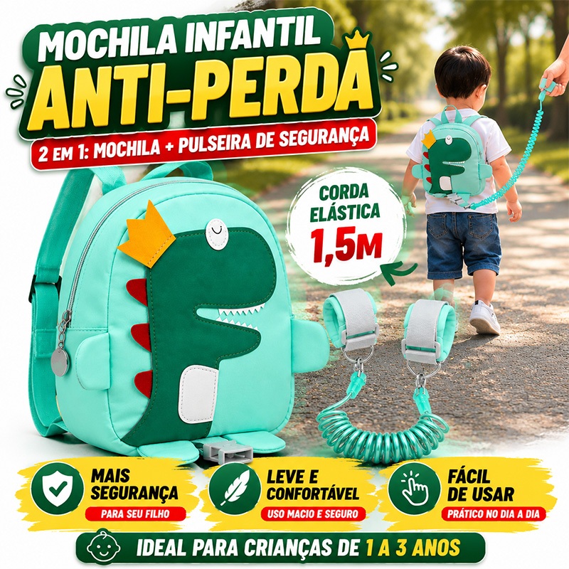 Toddler Arreios De Mochila Coleira Guia Mochila + Pulseira 2 Em1 C/cordão