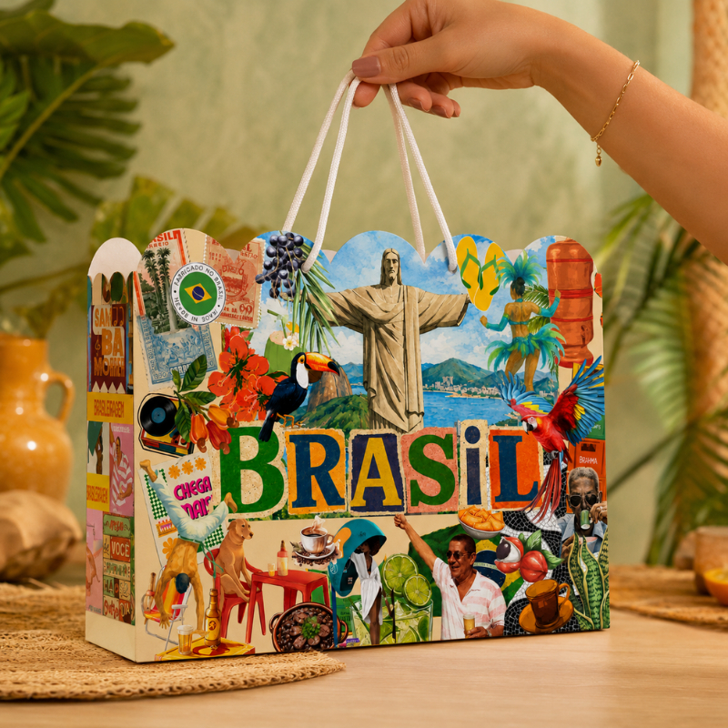 ENVIO RÁPIDO - Sacolinha Personalizada Brasilidades | Sacolinha Festa Brasil | Lembrancinha Aniversário
