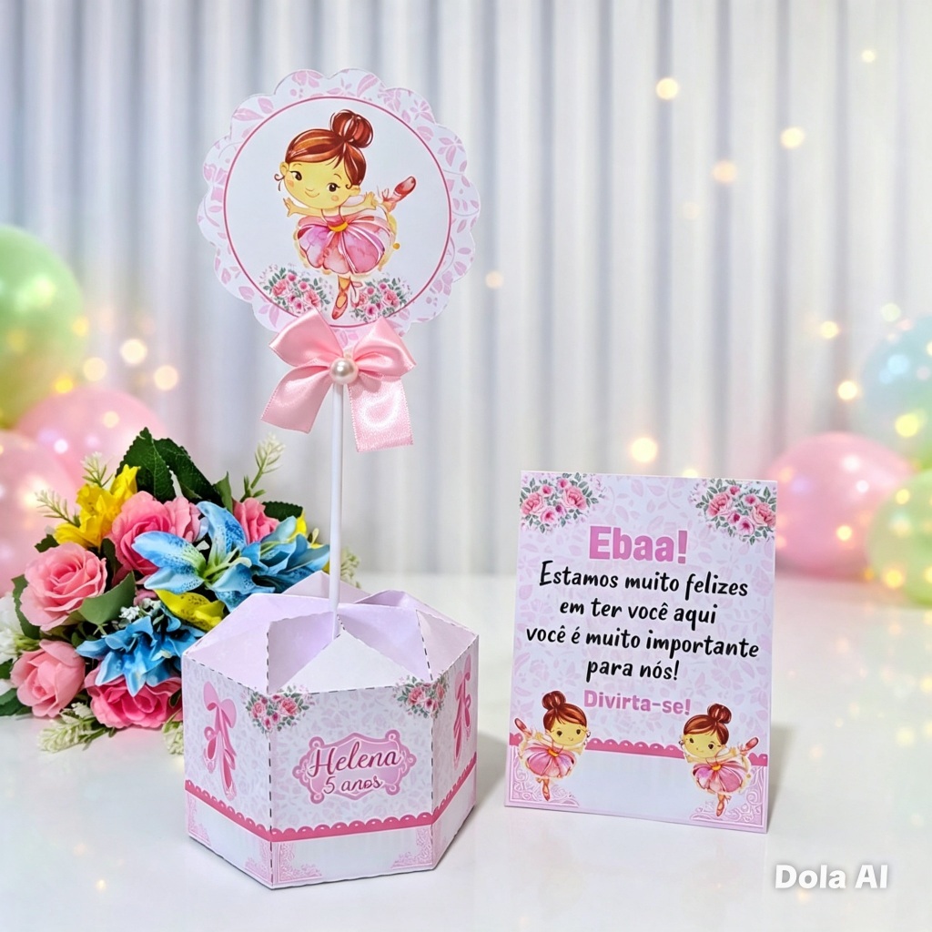 Centro de mesa Bailarina Plaquinha | Enfeite de mesa Lembrancinha | Festa Infantil | Personalizados