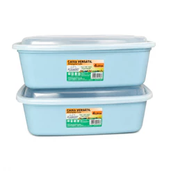 Kit 2 Potes De Geladeira E Microondas 4l Retangular C/ Tampa