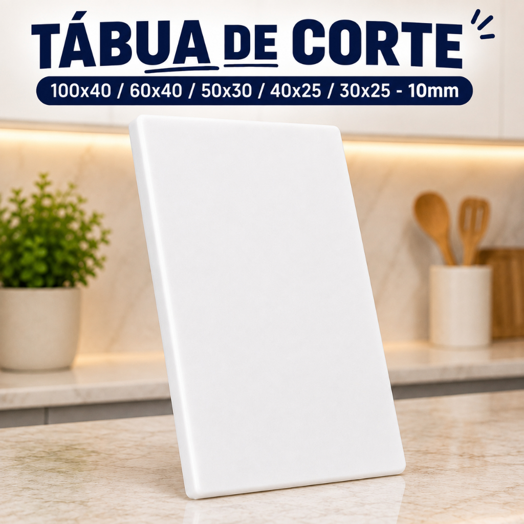 Tabua De Corte 10MM DIVERSOS TAMANHOS Profissional Antibacteriana Polietileno Carnes Legumes