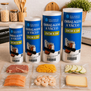 Kit 3 Rolo Com Ranhura Gofrado Para Seladora a Vacuo Domestica Embalagem Com Ranhuras 5M Para Freezer Sous Vide Alimento
