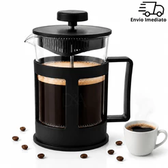 Cafeteira Prensa Francesa 600ml de Vidro com Filtro Removível para Café e Chá
