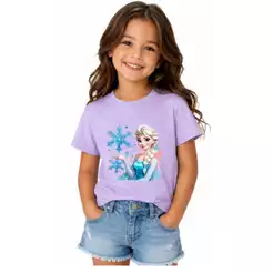 T-shirt gráfica de princesa Elsa Frozen da Disney para meninas -