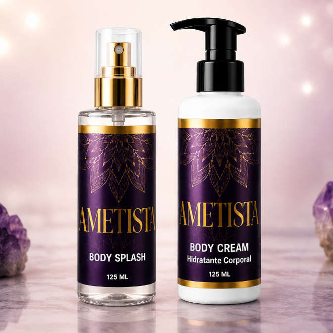 Body splash + Hidratante Corporal 125Ml - Kit Ametista – Inspirado na fragrância Vanilla