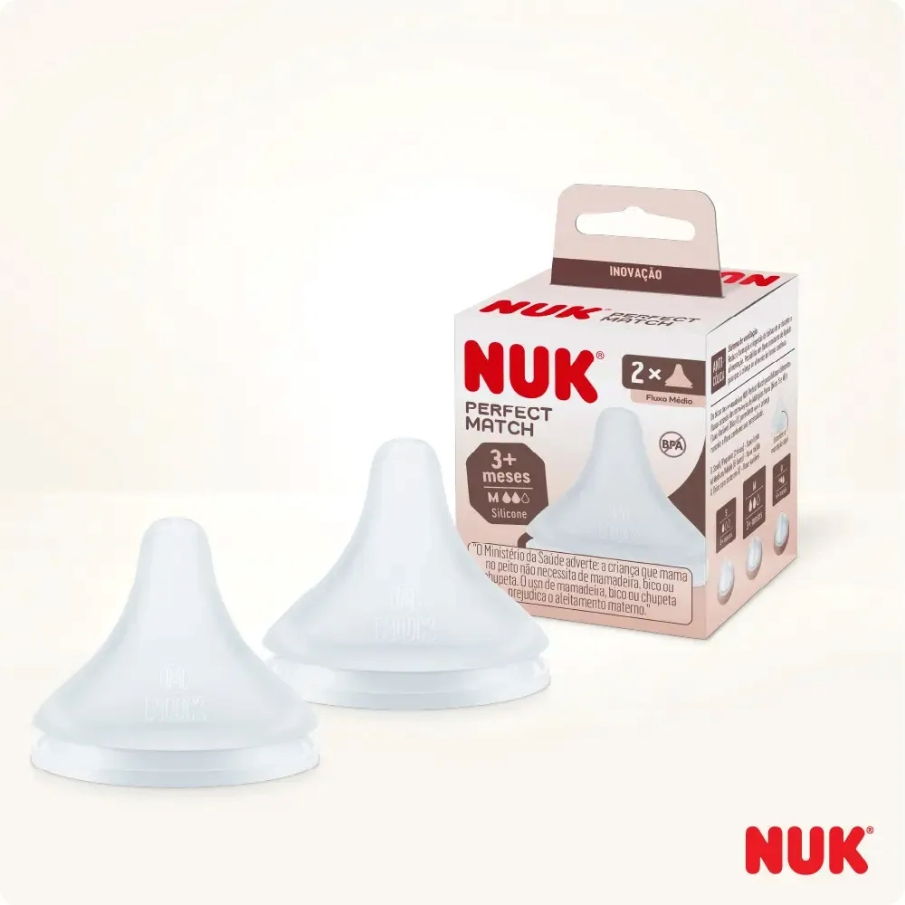 Bico Nuk Perfect Match +3M Silicone Fluxo Médio 2un