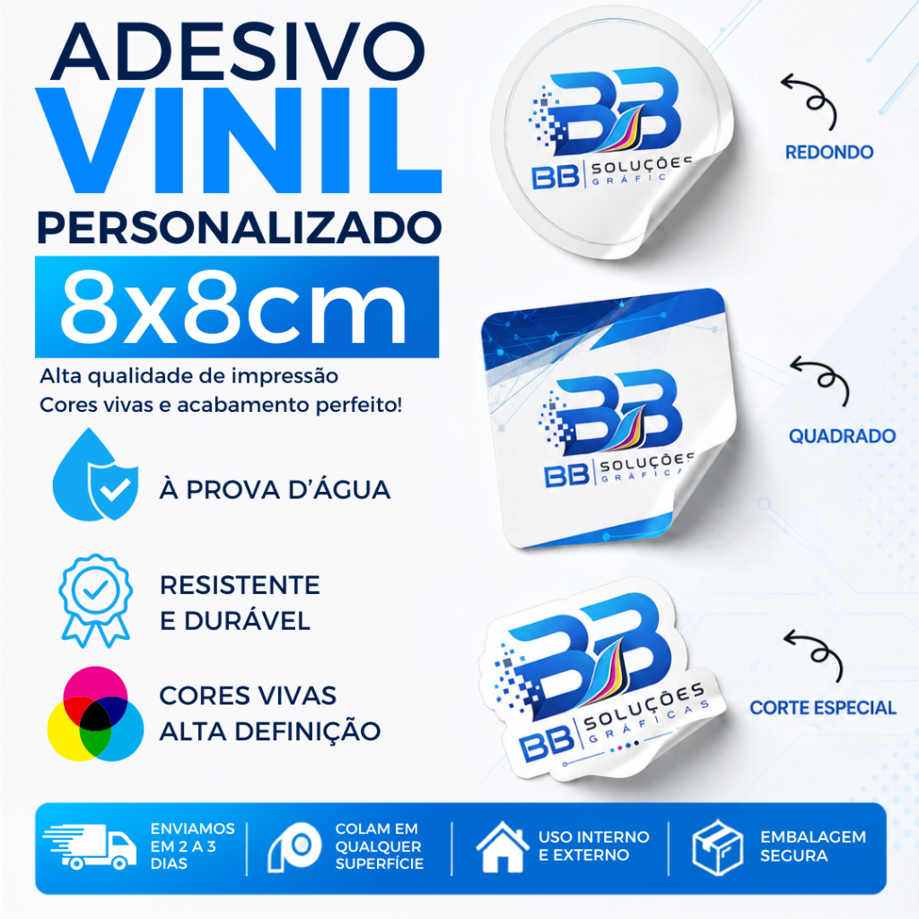 Adesivos 8x8 cm Personalizados Em Vinil à Prova Dágua Branco Ou Transparente Rótulo Etiqueta Adesiva