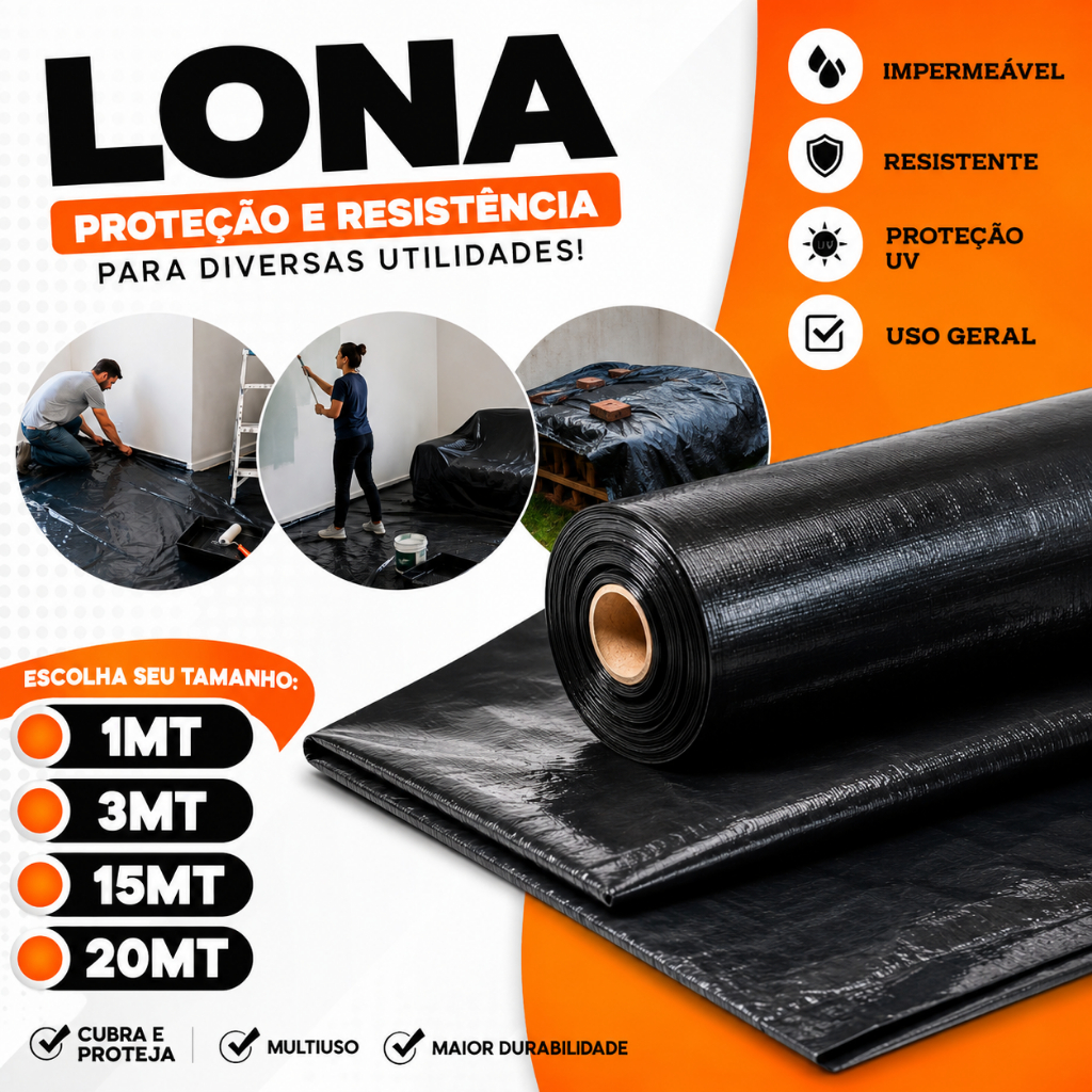 LONA PLÁSTICA PINTURA, CONSTRUÇÃO, OBRA, REFORMA, PEQUENOS REPAROS