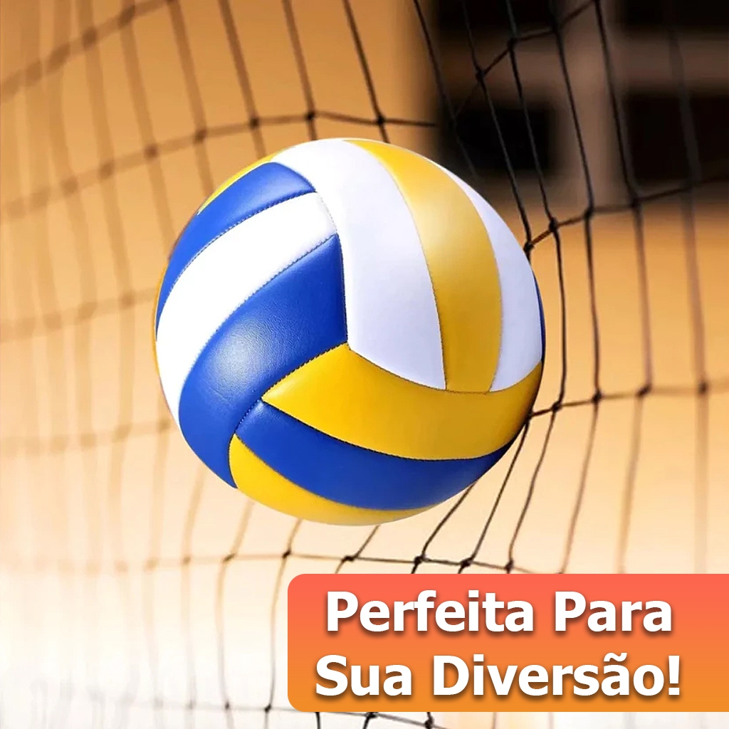 Bola de Volei + Bomba de Encher Ar Quadra Praia Areia Voleibol 22cm Profissional Costurada