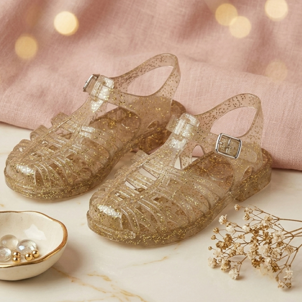 Sandália Infantil Glitter Menina Sola Antiderrapante Confortavel Leve