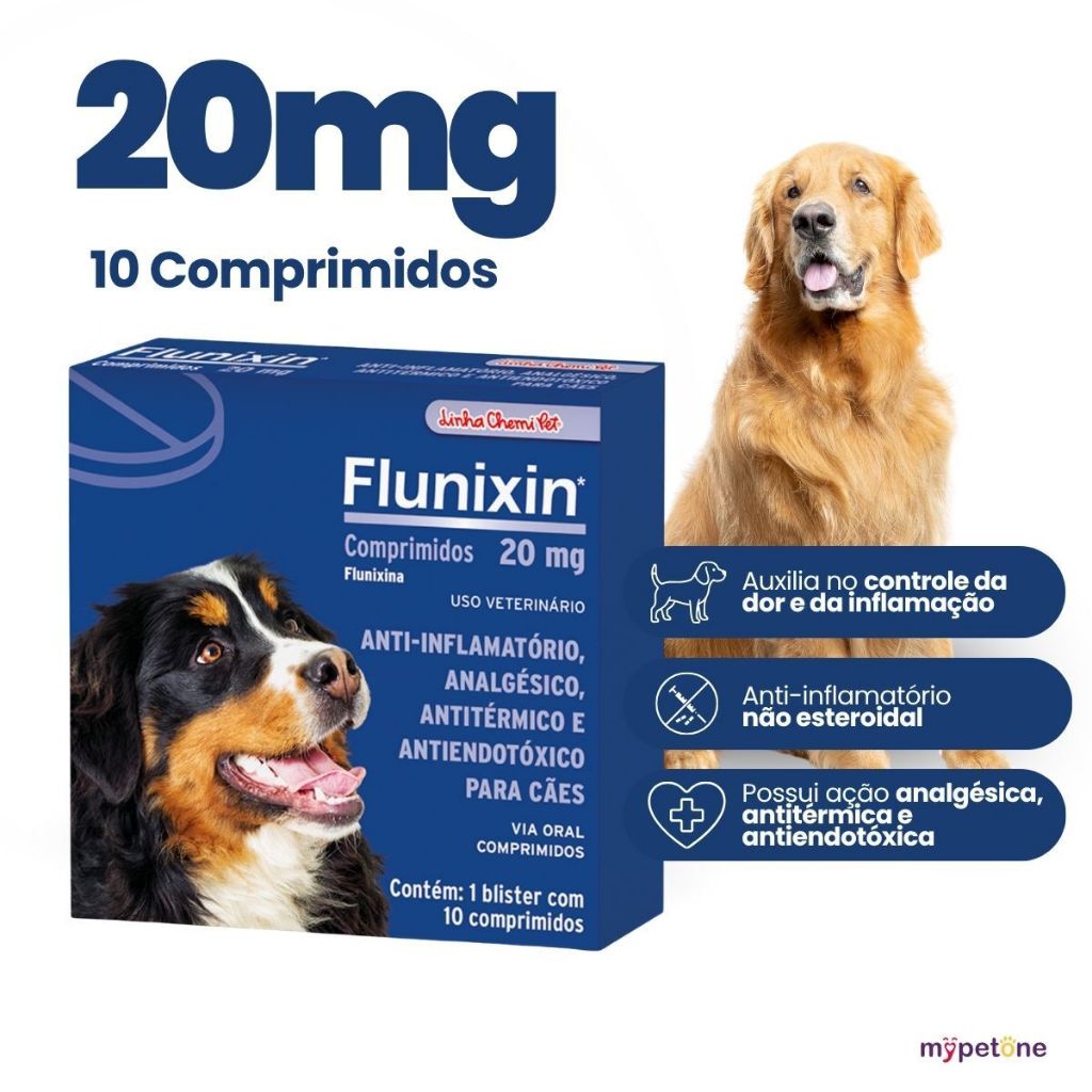 Flunixin 20mg Chemitec para Cães - 10 Comprimidos