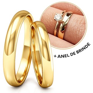 Par de Alianças Abaulada Moeda Antiga Original 3mm Casamento Noivado Namoro Solitario Brinde