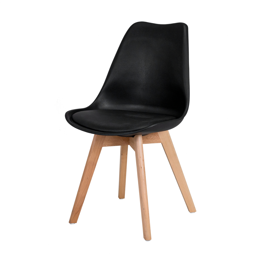 Cadeira Saarinen Wood Estofada em Polipropileno para Cozinha Sala e Escritório -