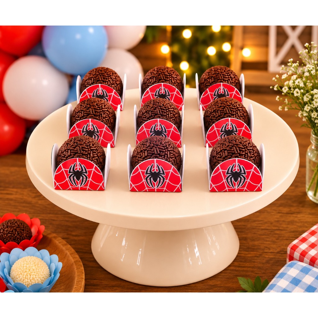 Forminhas Para Doces Homem Aranha 4 Pétalas 50 Unidades Brigadeiro