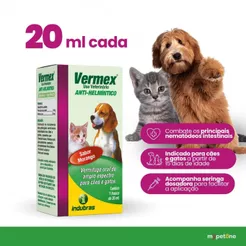 Vermífugo Vermex Oral 20ml Indubras para Cães e Gatos