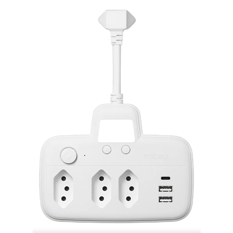 Filtro de Linha Curto 3 Tomadas 2 USB Type-C Bivolt 2200W com Luz Noturna