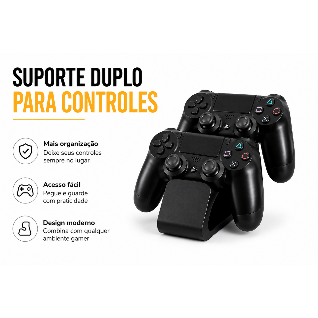 Suporte Controle PS4 Duplo Base Organizador para 2 Controles
