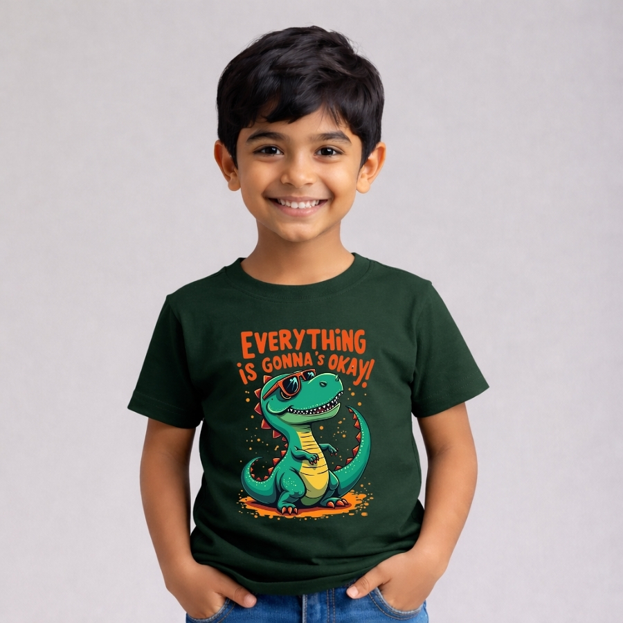 Camiseta Infantil Dinossauro Estampada Algodao Unissex Menino Menina