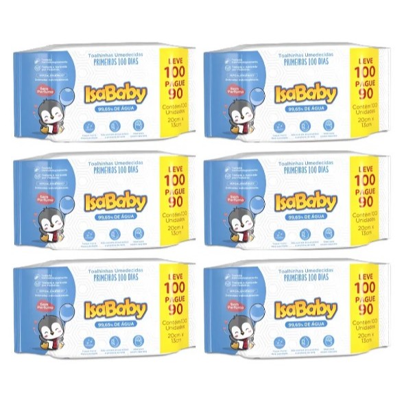 KIT TOALHA LENÇO UMEDECIDO PRIMEIROS 100 DIAS ISABABY S/ FLIP TOP - 100 TOALINHAS CADA