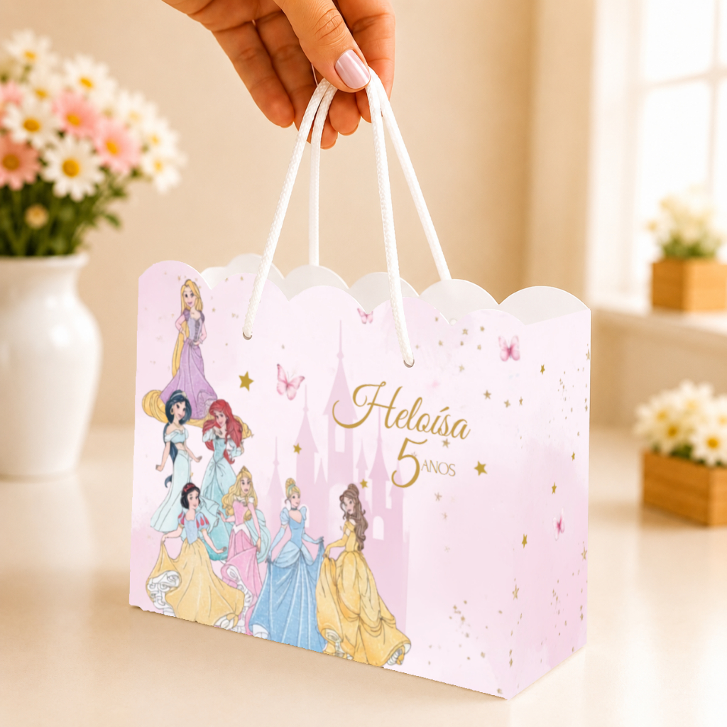 KIT Sacolinha personalizada Princesas - sacola personalizada para festa - lembrancinha de aniversário
