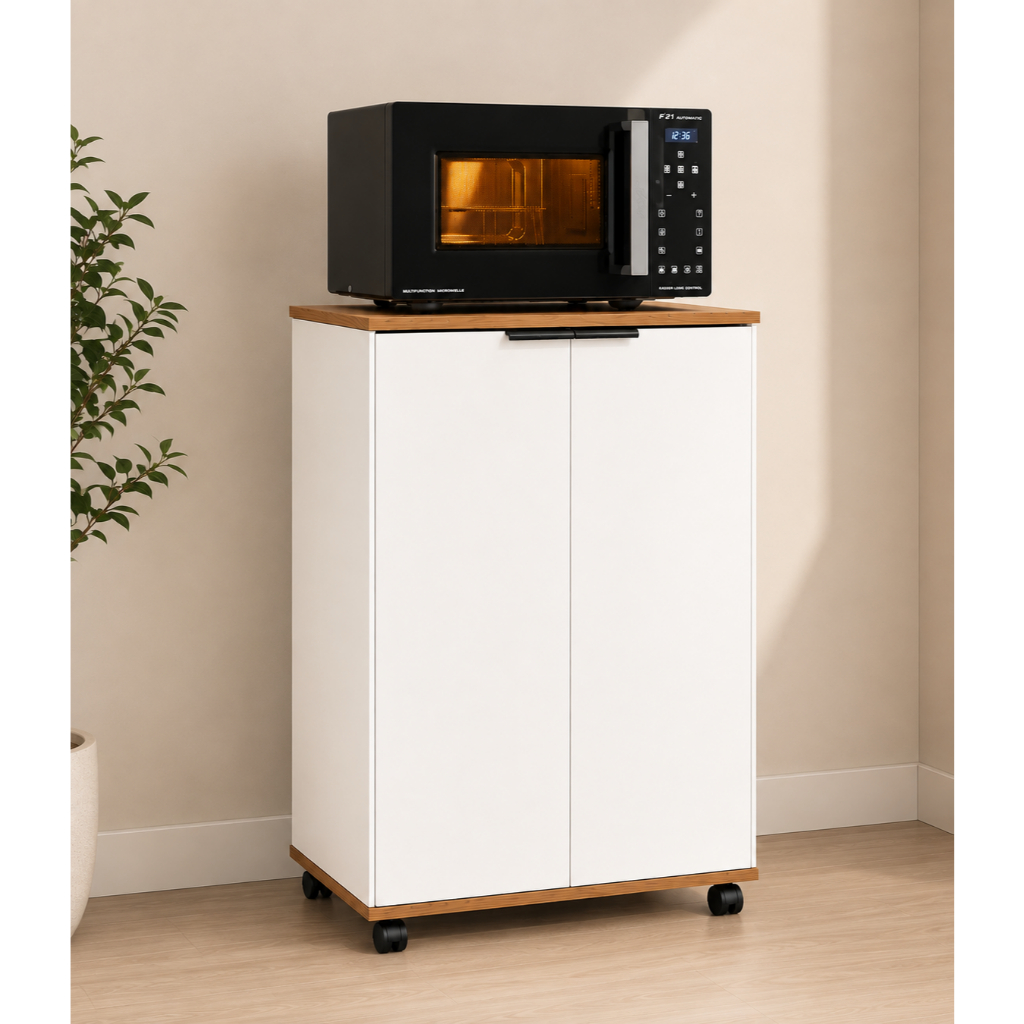 Armario Organizador Multiuso Pratic 2 Potas Para Bebedouro/Microondas Lavanderia Quarto Sapateira Multifuncional