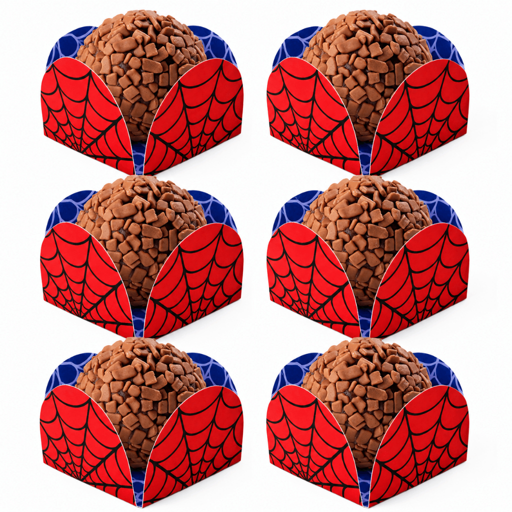 200 Forminhas 4 Pétalas Homem Aranha Doces Festa Infantil Forminha Para Brigadeiro Docinhos