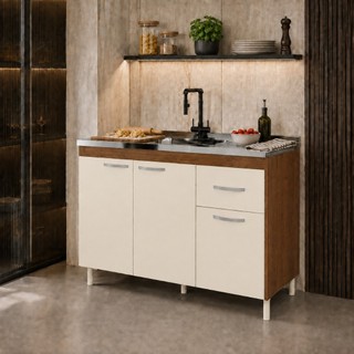 ENVIO FULL - BALCÃO ARMARIO PARA PIA DE COZINHA 120CM SEM TAMPO RAVENA