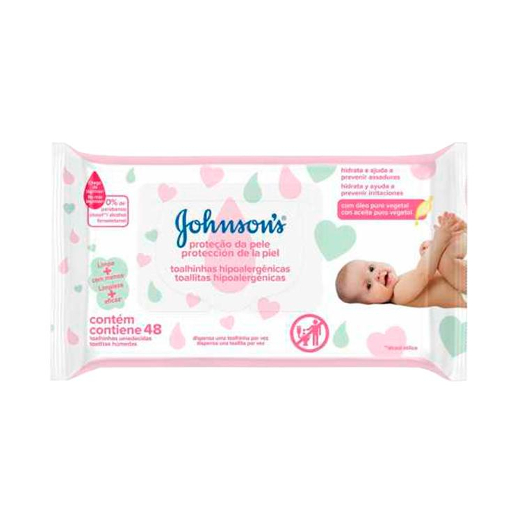 Lenços Umedecidos JOHNSON'S® Baby Proteção da Pele, 48 unidades