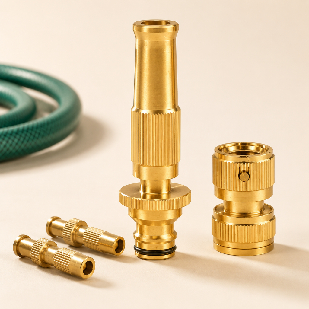 Bico Alta Pressão De Metal Para 1/2 Mangueiras Comuns + Conector Com Rosca Premium