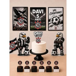 decoração aniversário mêsversario menino menina Corinthians kit só um bolinho festa