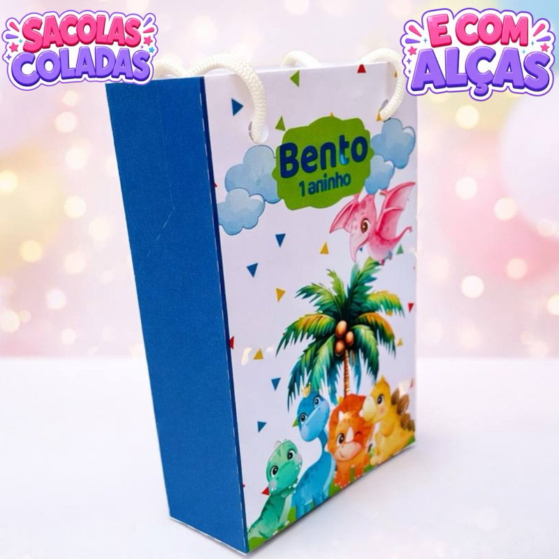 Sacolinha Dino Baby Personalizados/Lembrancinha de Festa/Aniversário/Lembrancinha Festa Infantil