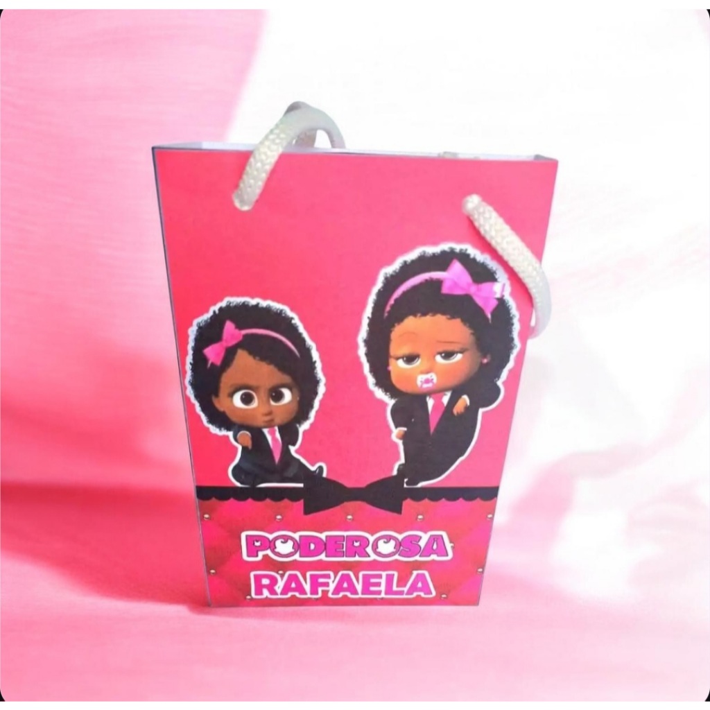 Sacolinha Personalizada com Nome e idade 13x20 Poderosa Chefinha Negra - Lembrancinhas Festa